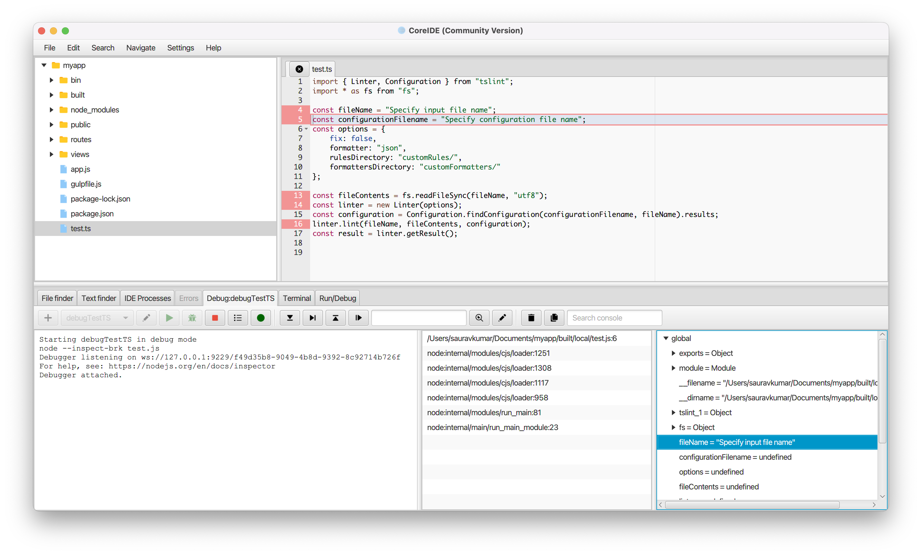 debug ts